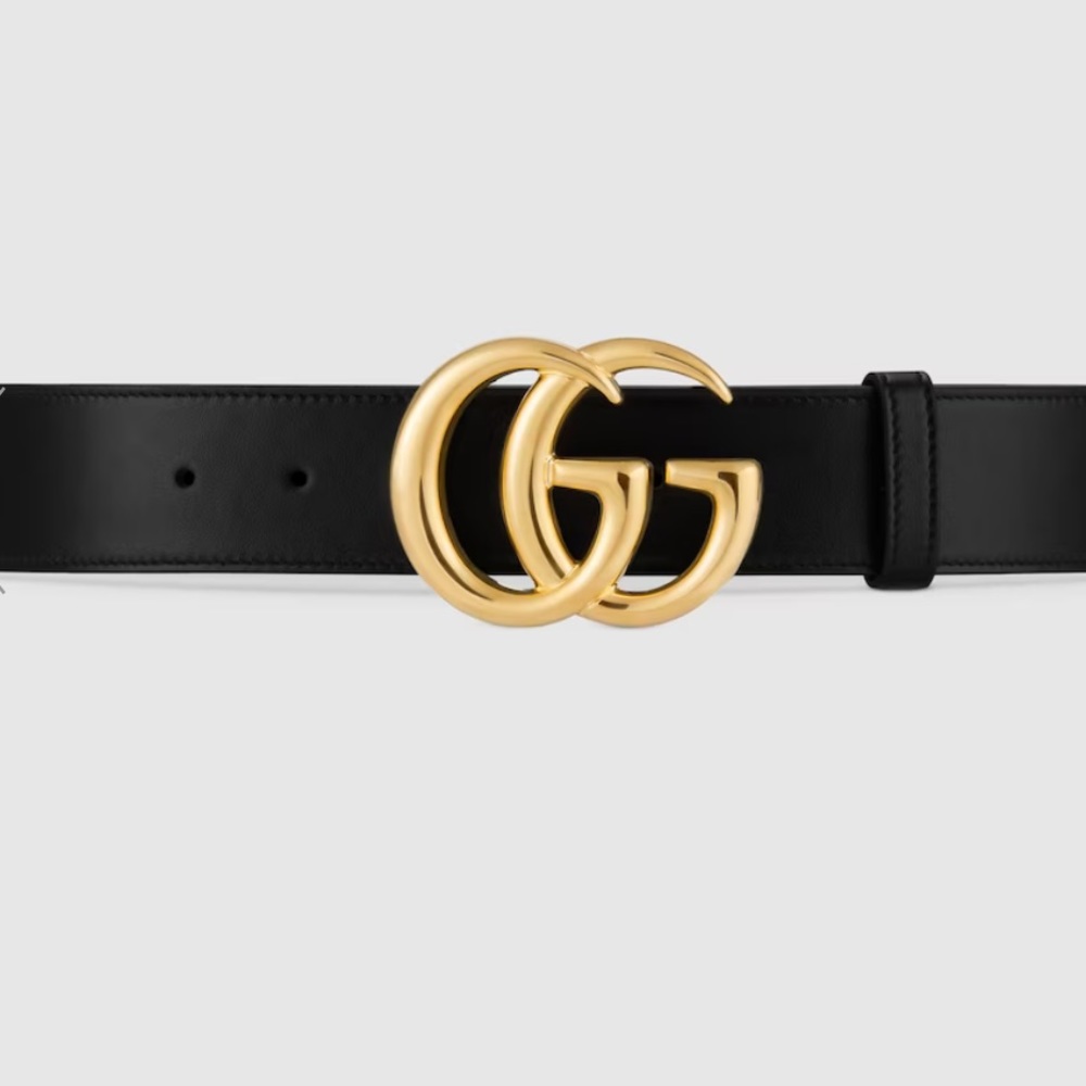 GG GUCCI MARMONT Leather belt with shiny buckle